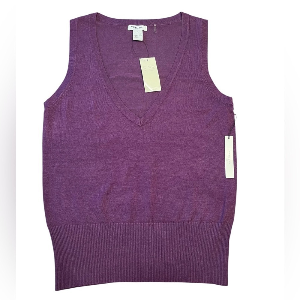 Vertigo Paris Sleeveless Knit V-Neck Sweater Size XL - Picture 2 of 8